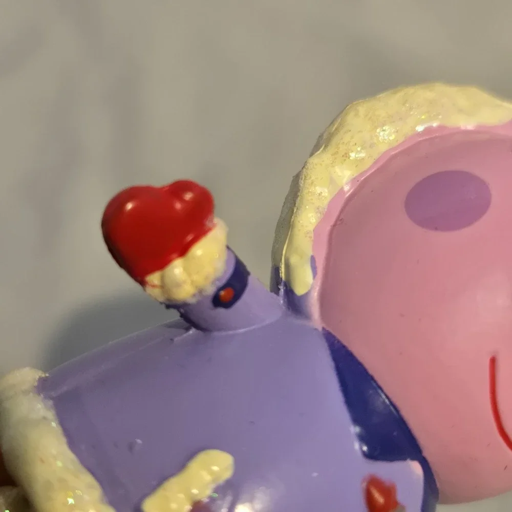 VINTAGE Peppa Pig Christmas Ornament ABD Ent One UK Purple Winter Coat RARE 2003